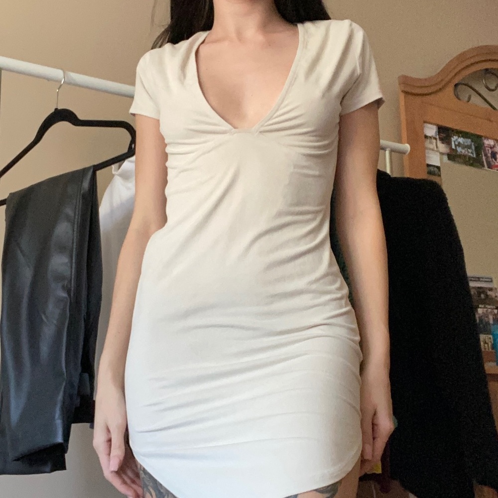 Light Beige Suede Dress